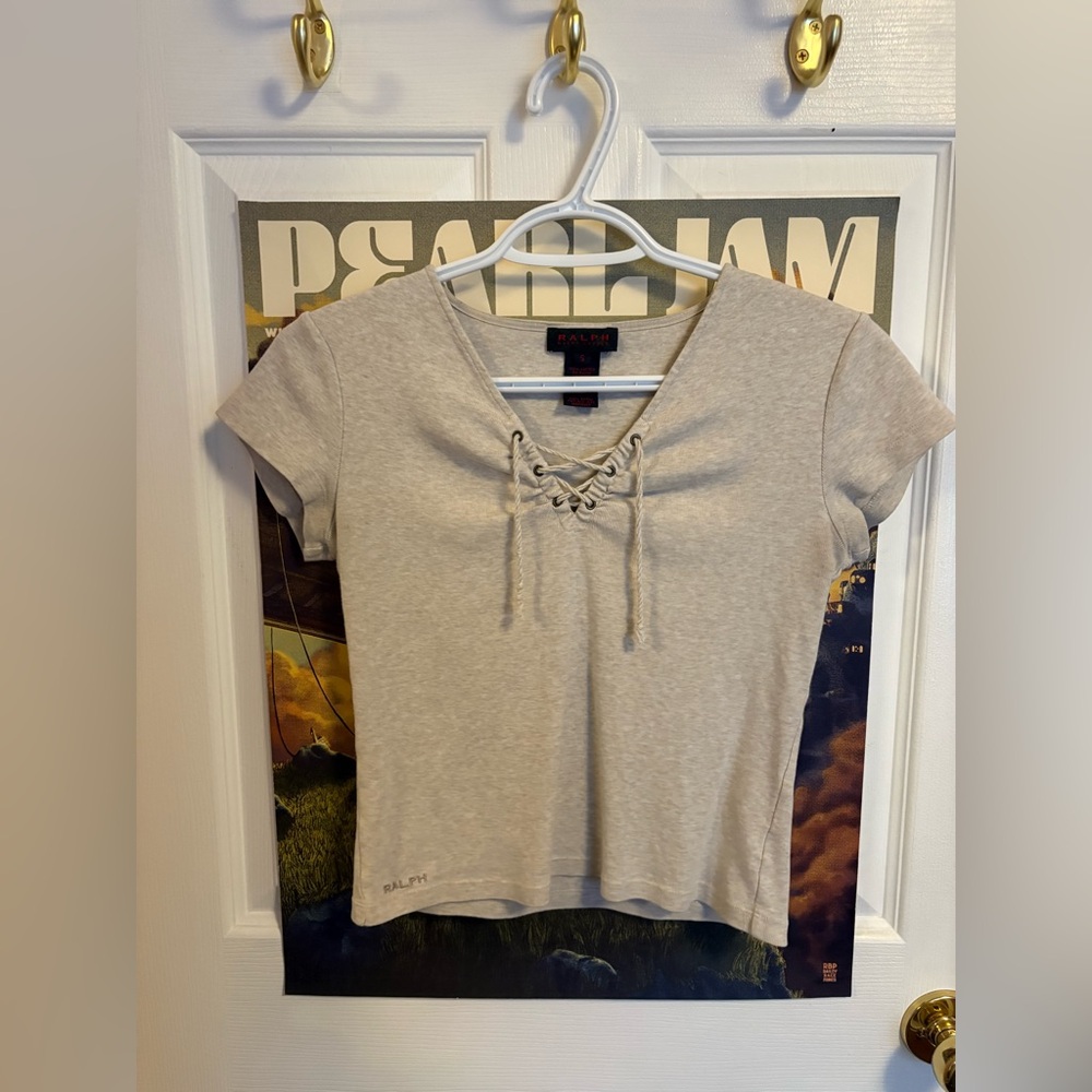 vintage ralph lauren lace-up women's top